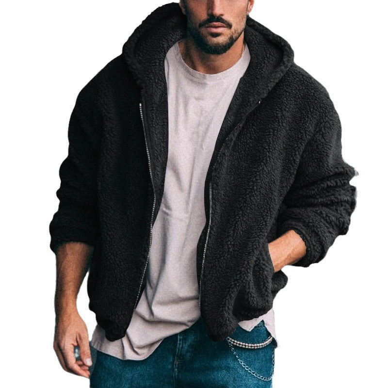 Herren weiche Fleece-Jacke mit hohem Kragen und praktischem Reißverschluss ModeGeist