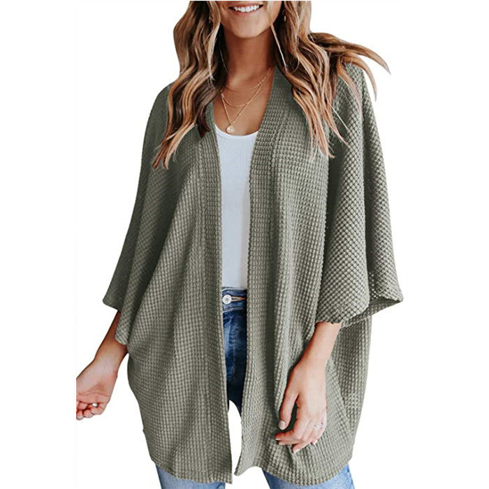 Damen lässiger Strickjacke im Waffelmuster ModeGeist