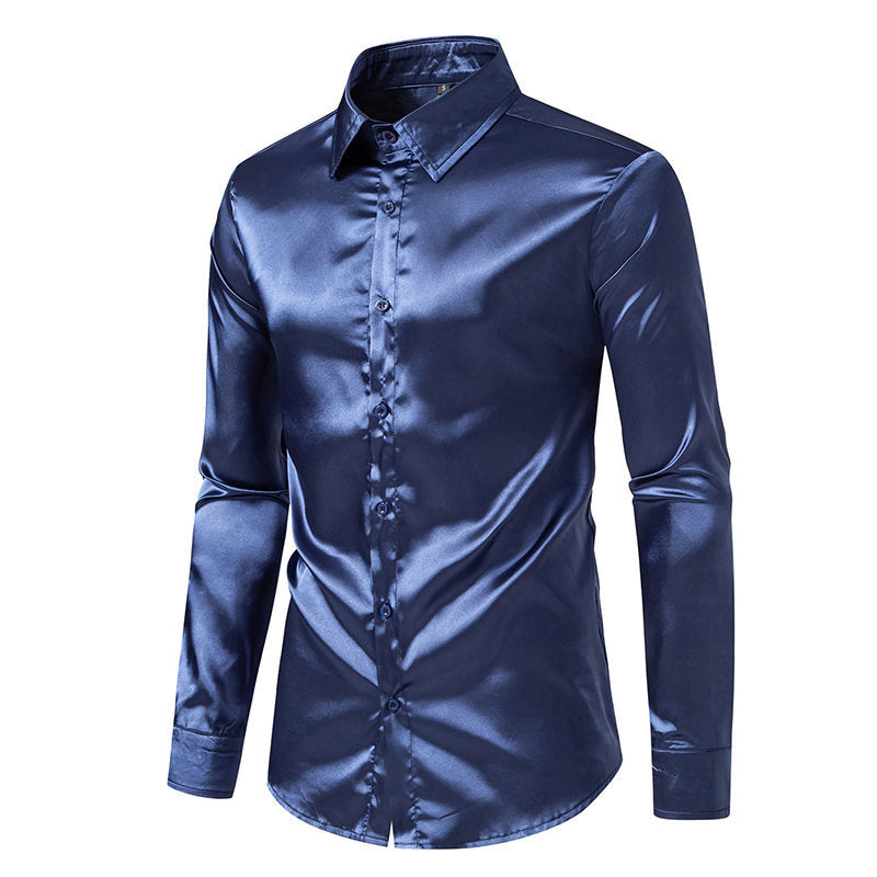 Herren Elegantes Satinhemd mit schimmerndem Finish und klassischem Kragen ModeGeist
