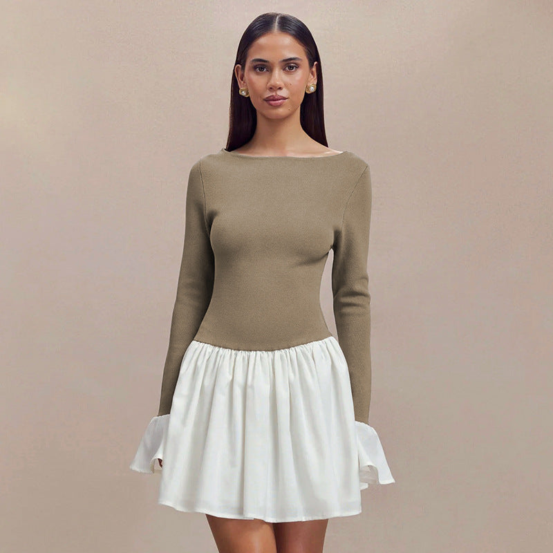 Damen Modisches Kleid mit kontrastierendem Rock ModeGeist