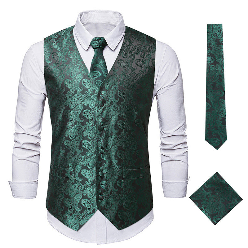 Herren elegante Anzugweste mit eleganten Paisley-Muster und passendem Zubehör ModeGeist