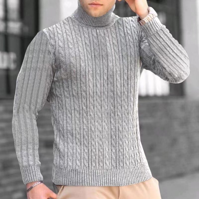 Herren Strickpullover mit modernem Rippmuster und hohem Kragen ModeGeist