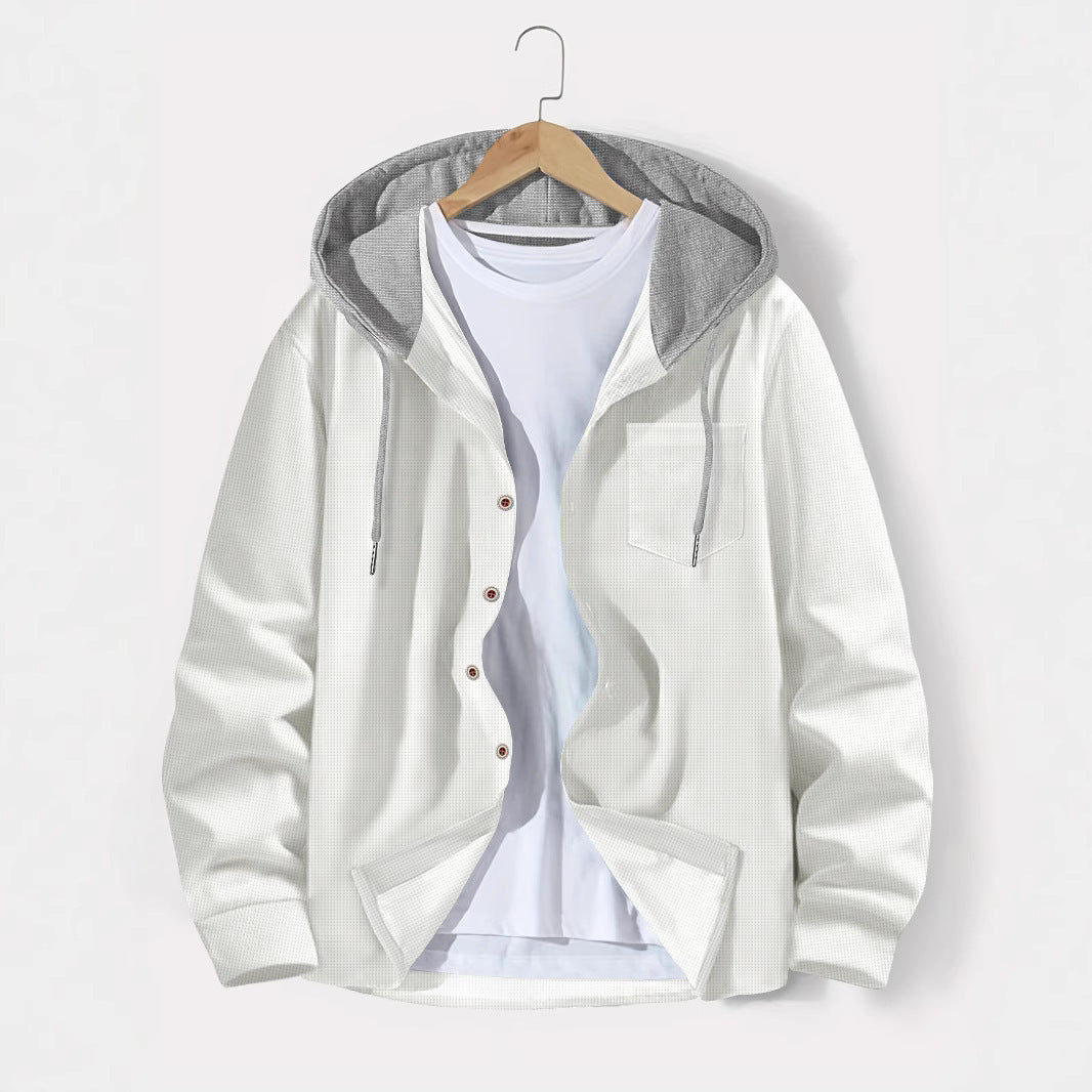 Herren lässige Jacke mit Kapuze und Karomuster ModeGeist
