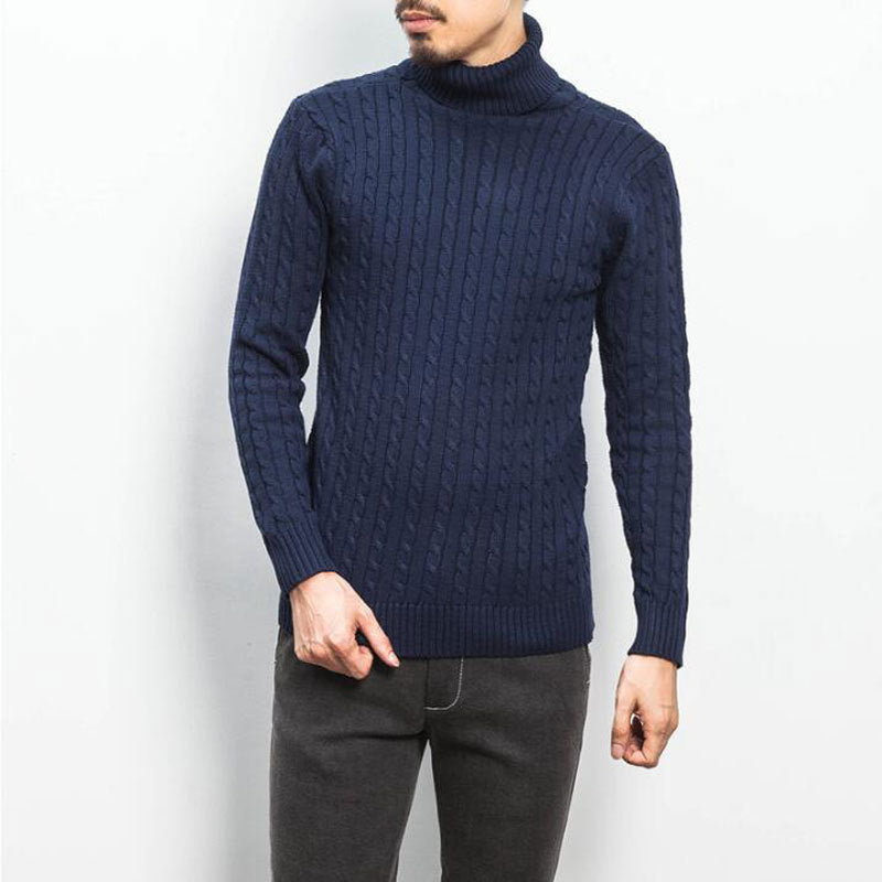 Herren komfortabler Rollkragenpullover mit Zopfmuster ModeGeist