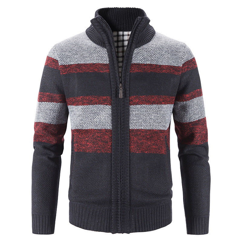 Herren modische Strickjacke mit Stehkragen und Reißverschluss ModeGeist