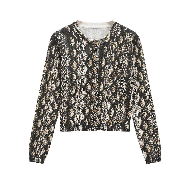 Damen Strickjacke mit Schlangenmuster ModeGeist