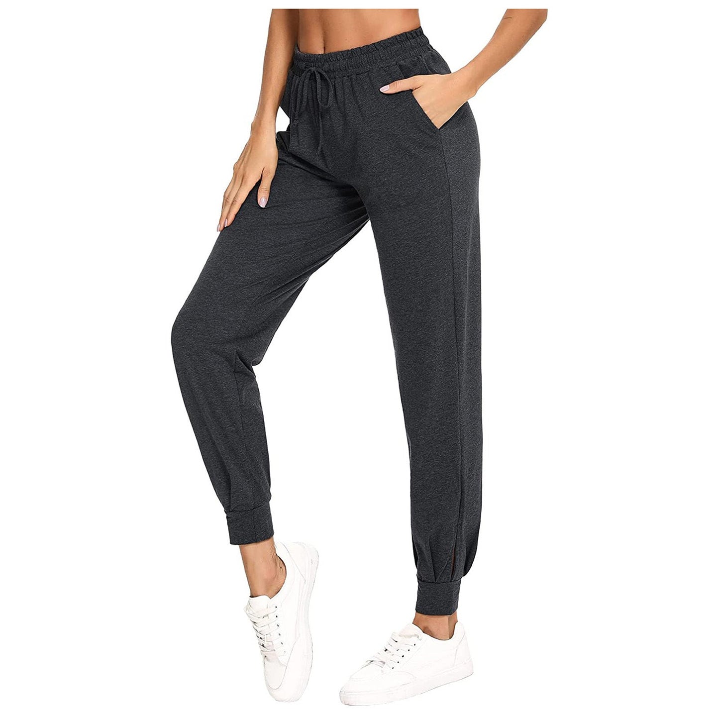 Damen Bequeme Sporthose mit elastischem Bund und seitlichen Taschen ModeGeist