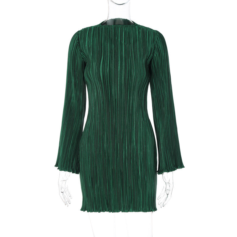 Modegeist Damen Kleid mit langen Ärmeln und Falten
