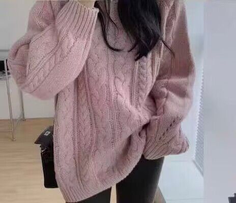 Damen Grobstrickpullover im lässigen Oversized-Stil mit Zopfmuster ModeGeist