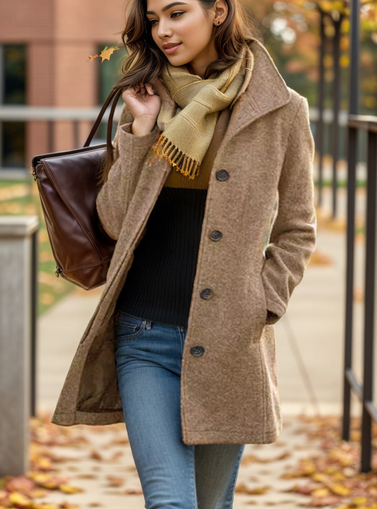 Damen Elegante Wollmantel mit modernen Knopfdetails ModeGeist