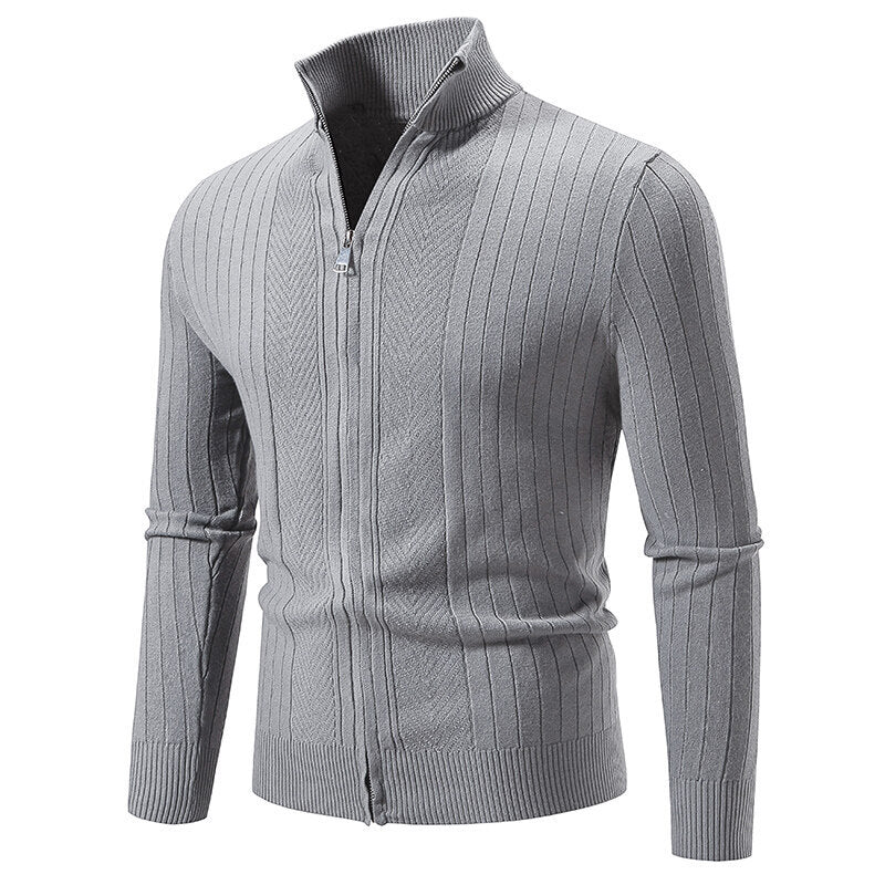 Herren Strickpullover mit modernem Reißverschluss und Rippenstruktur ModeGeist