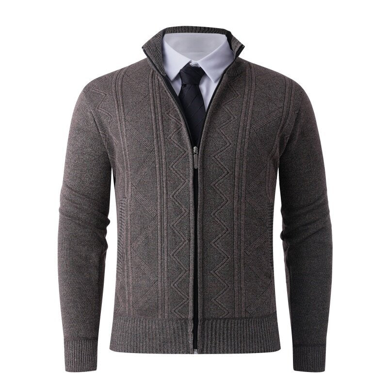 Herren Strickjacke mit modernem Zipper und eleganten Mustern ModeGeist