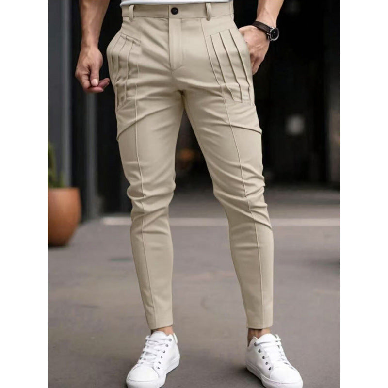 Herren stylische Slim-Fit Anzughose mit plissiertem Design ModeGeist