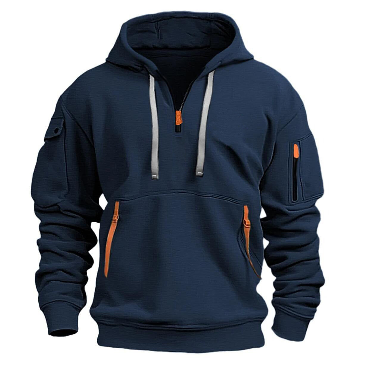 Herren funktionaler Kapuzenpullover mit modischen Reißverschlusstaschen ModeGeist