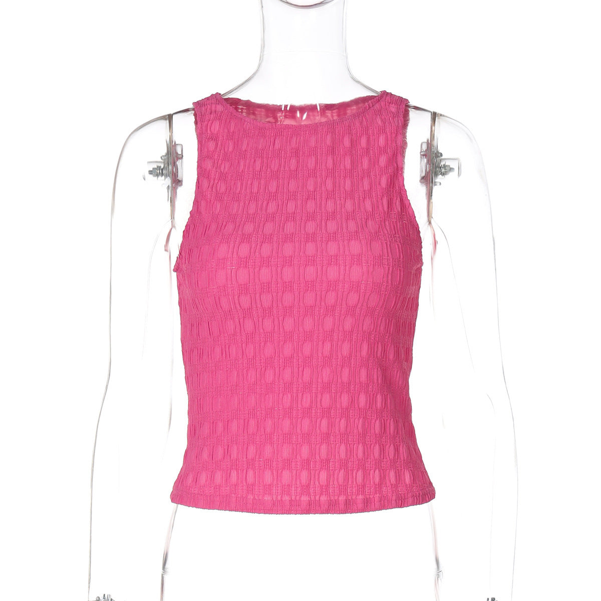 Strukturiertes, elastisches Damen-Crop-Top mit hohem Verschluss von MODEGEIST