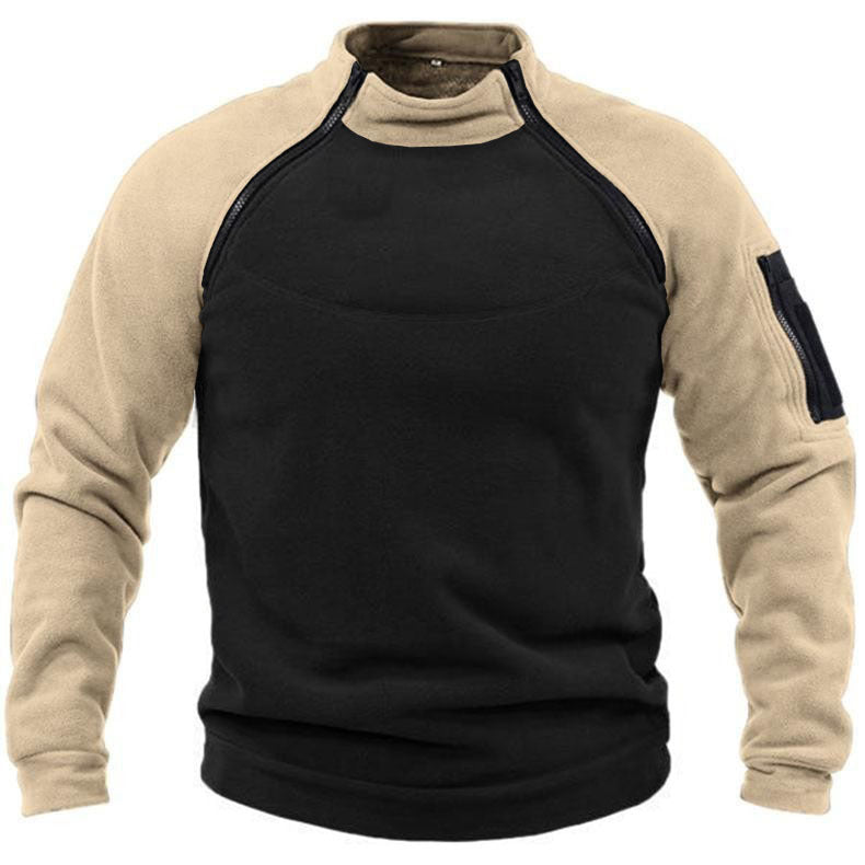 Herren Fleece-Pullover mit hohem Kragen und funktionalen Taschen ModeGeist