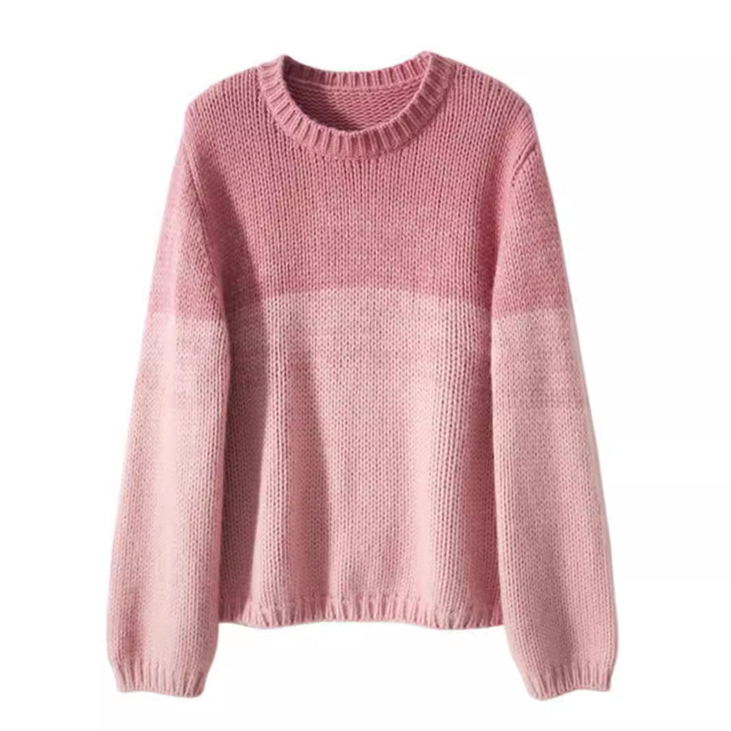 Damen Grobstrickpullover mit sanften Farbverlauf und hohem Kragen ModeGeist