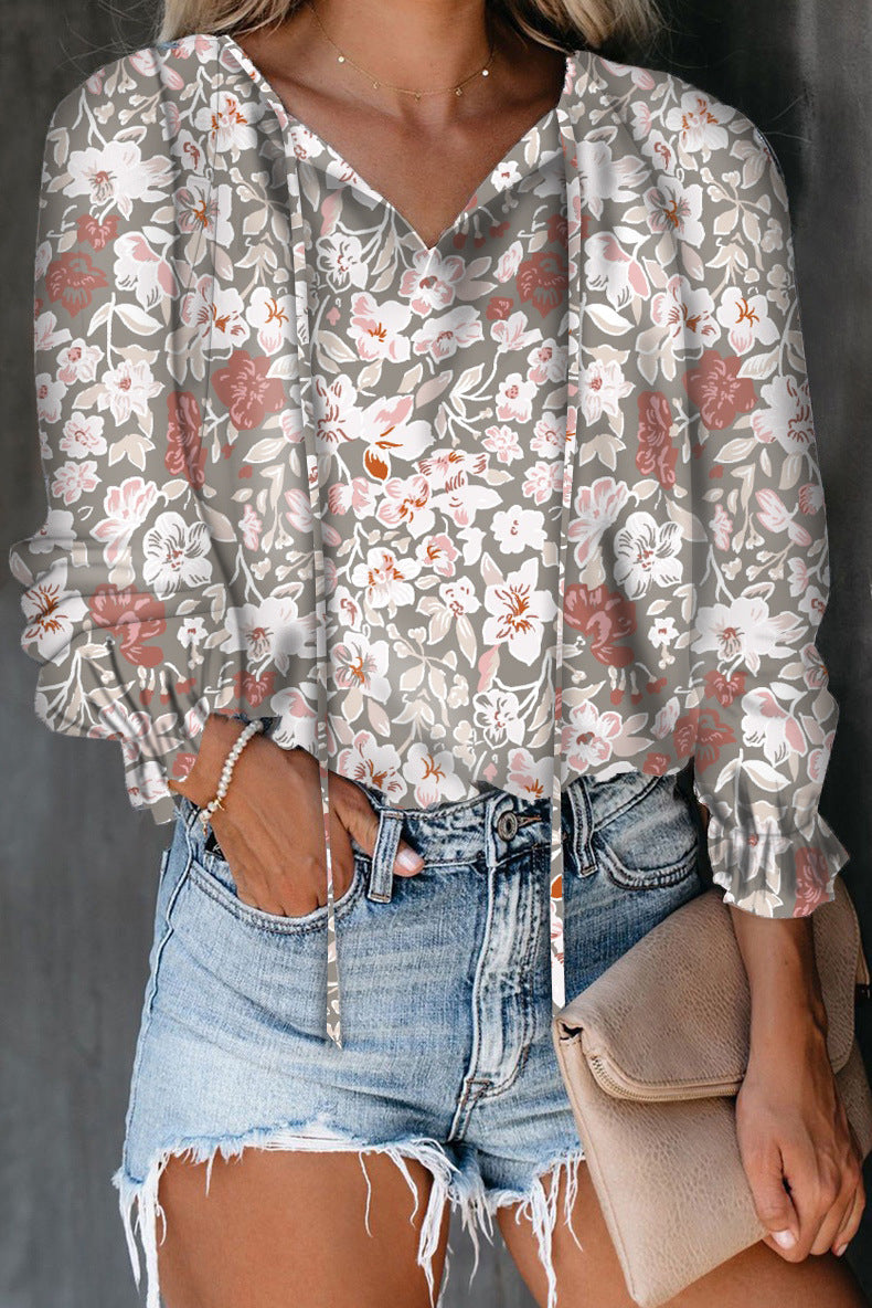 Damen Oberteil mit V-Ausschnitt und Rüschendetails ModeGeist