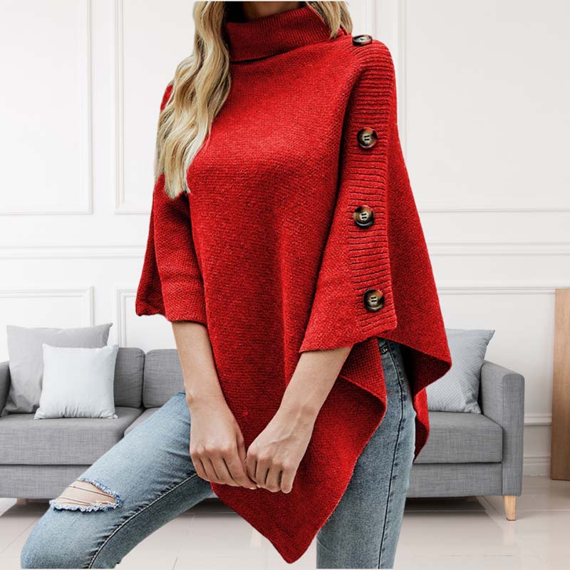 ModeGeist | Poncho mit Knopfdetails Akryl Elegant und Warm