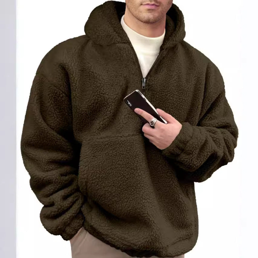 Herren kuscheliger Fleece-Pullover mit halbem Reißverschluss ModeGeist