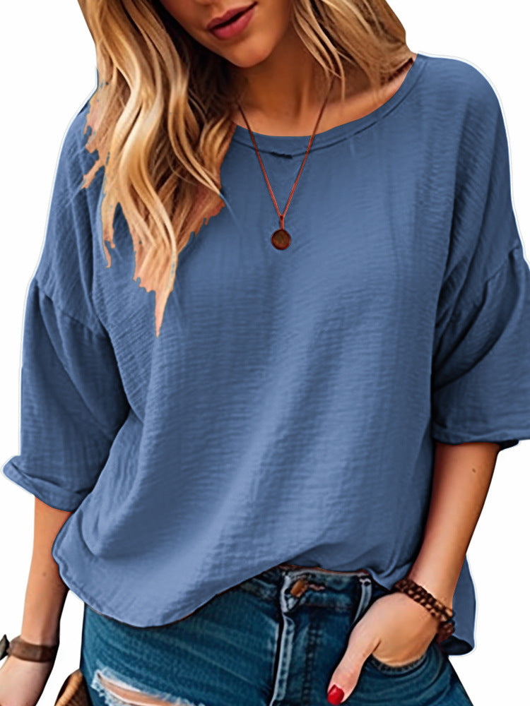 Damen lässiges Oversize-Shirt mit weitem Rundhalsausschnitt ModeGeist