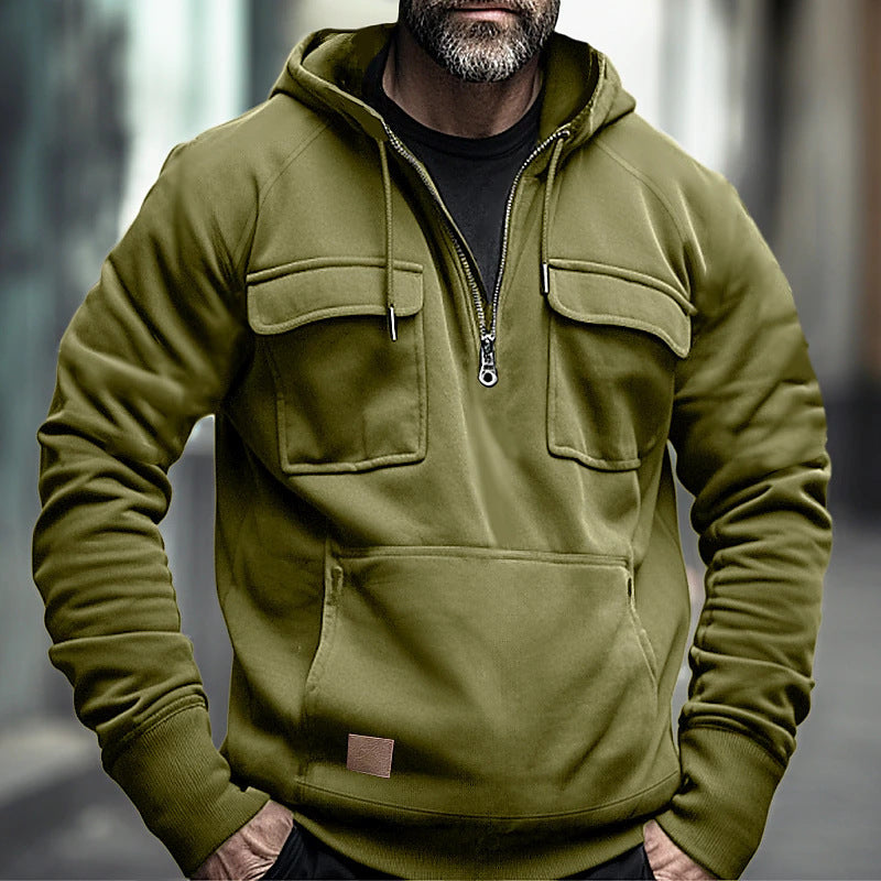 Herren modische Kapuzenpullover mit praktischen Brusttaschen ModeGeist
