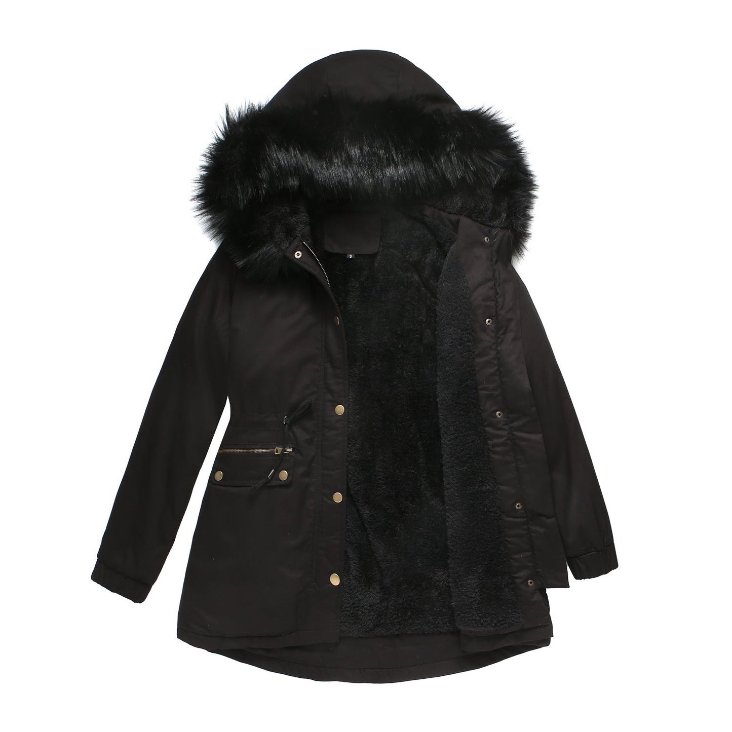Damen warme Steppjacke mit abnehmbarem Kunstfellkragen ModeGeist