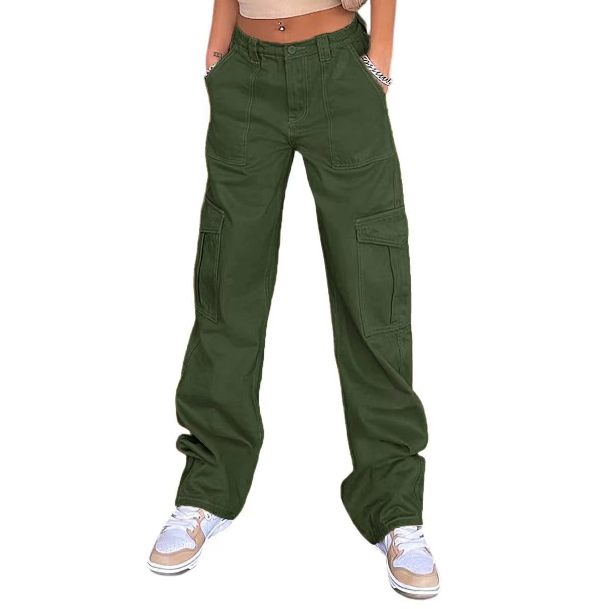 Damen Cargo-Hose mit praktischen Seitentaschen und weitem Schnitt ModeGeist