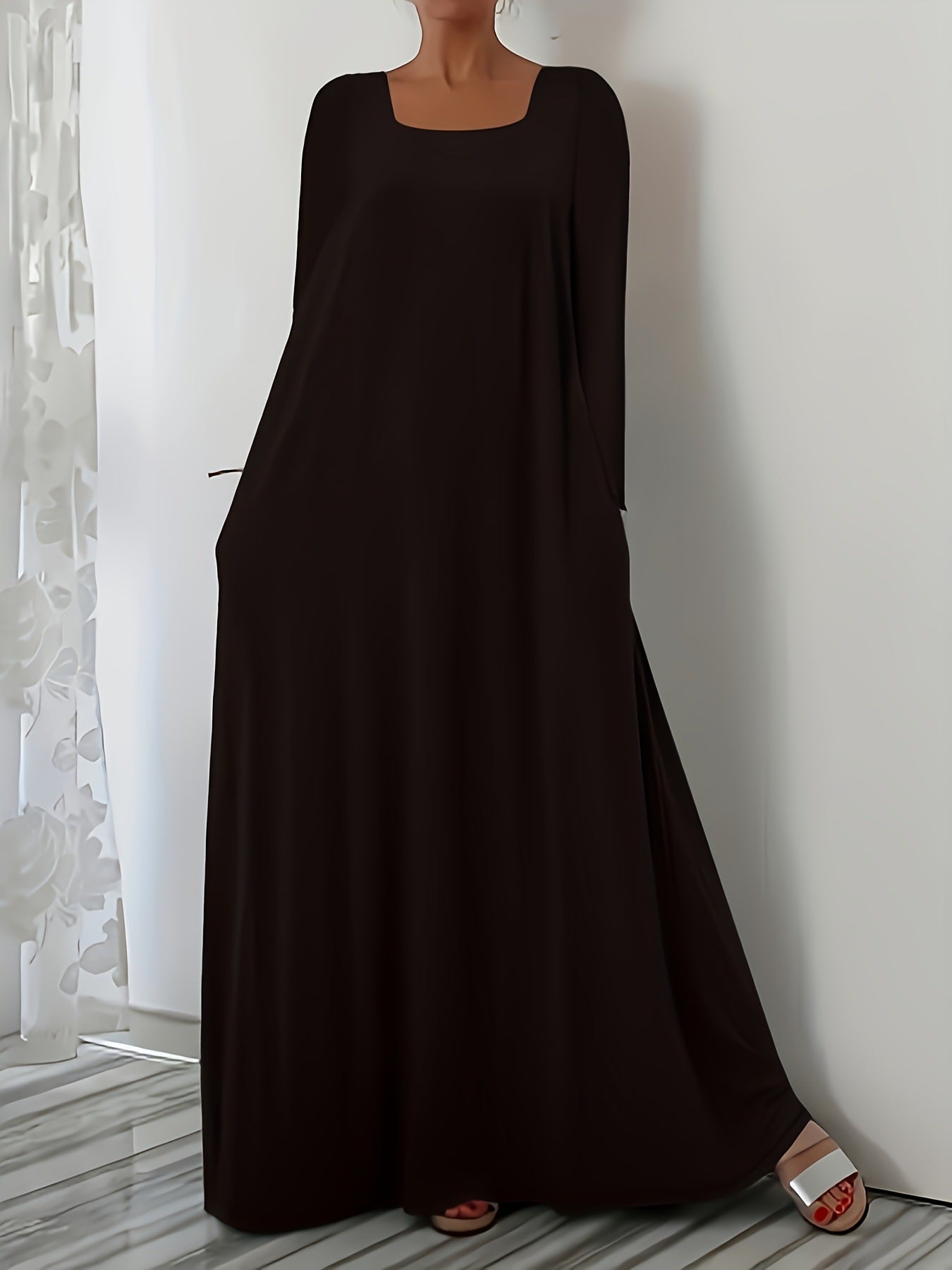 Damen Weit geschnittenes Maxikleid mit praktischen Taschen ModeGeist