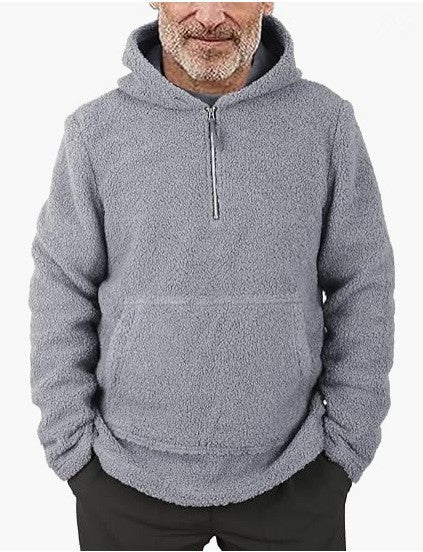 Herren kuscheliger Fleece-Pullover mit halbem Reißverschluss ModeGeist