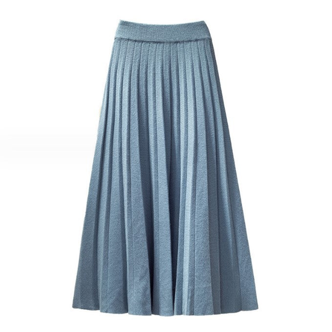 Damen Plissierter Maxi-Rock aus hochwertigem Strickstoff ModeGeist