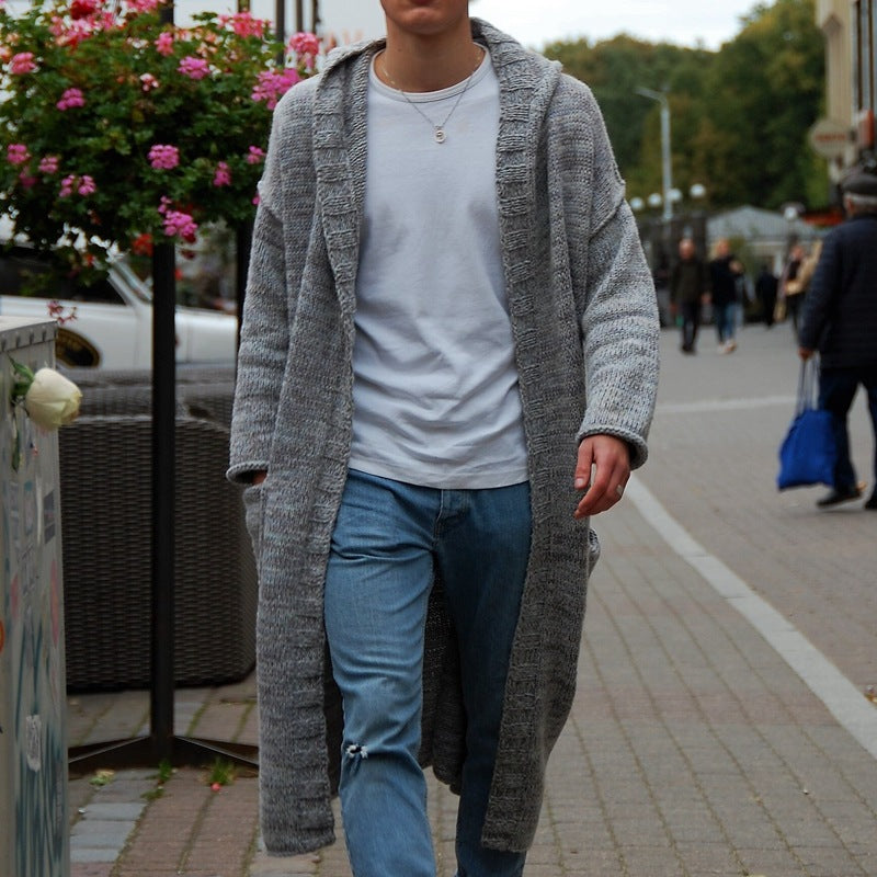 Herren Langer Strickmantel mit modernem Design und lässigen Details ModeGeist