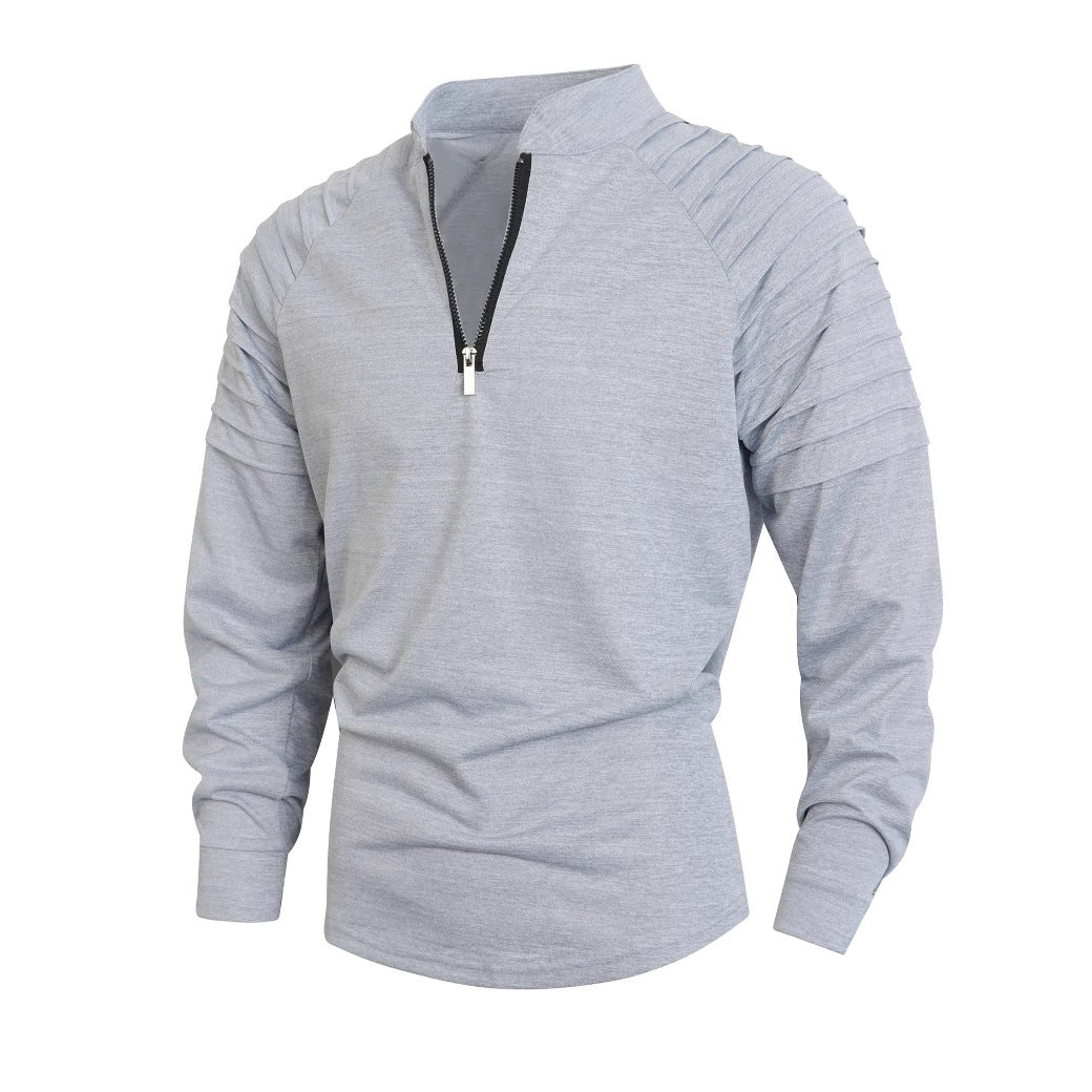 Herren Langarmshirt mit modernem Stehkragen und Reißverschluss ModeGeist