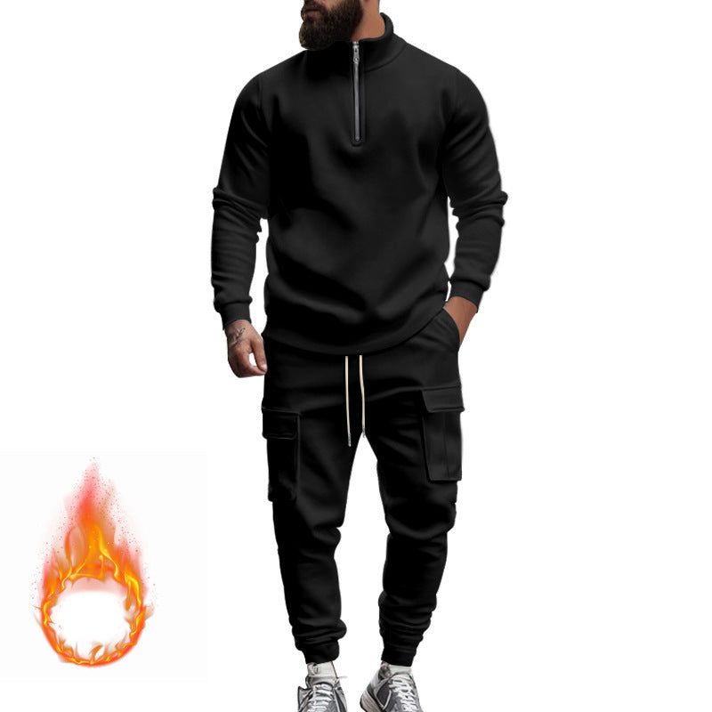 Herren Sportliches Fleece-Set mit funktionalem Reißverschluss und Cargo-Hosen ModeGeist