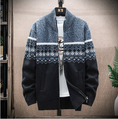 Herren Strickjacke mit nordischem Muster und modischem Reißverschluss ModeGeist
