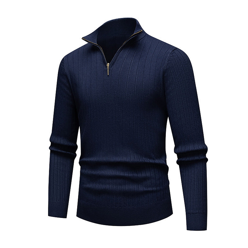 Herren hochwertiger Strickpullover mit modernem Stehkragen und Reißverschluss ModeGeist