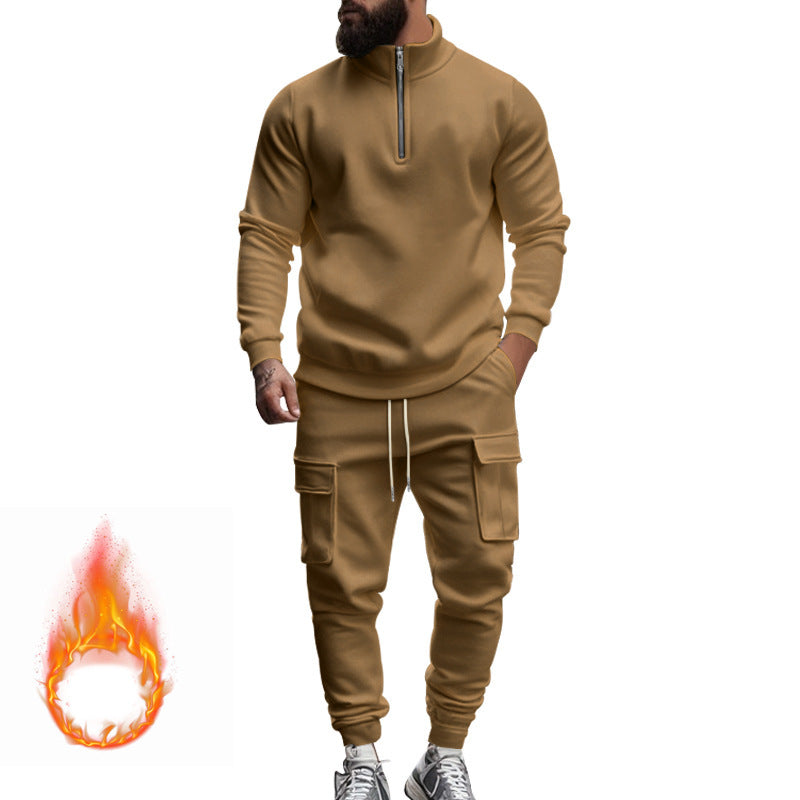 Herren Sportliches Fleece-Set mit funktionalem Reißverschluss und Cargo-Hosen ModeGeist