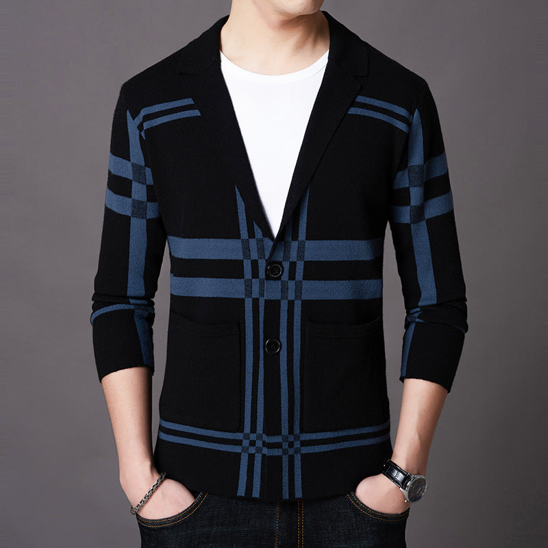Herren eleganter Strickblazer mit modernem Karomuster ModeGeist