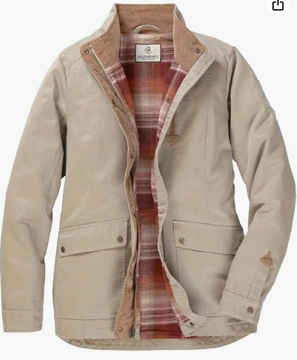Damen lässige Utility-Jacke mit Karo-Innenfutter ModeGeist