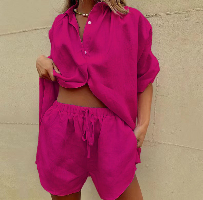 Leinen-Shorts-Set für Damen im lässigen MODEGEIST
