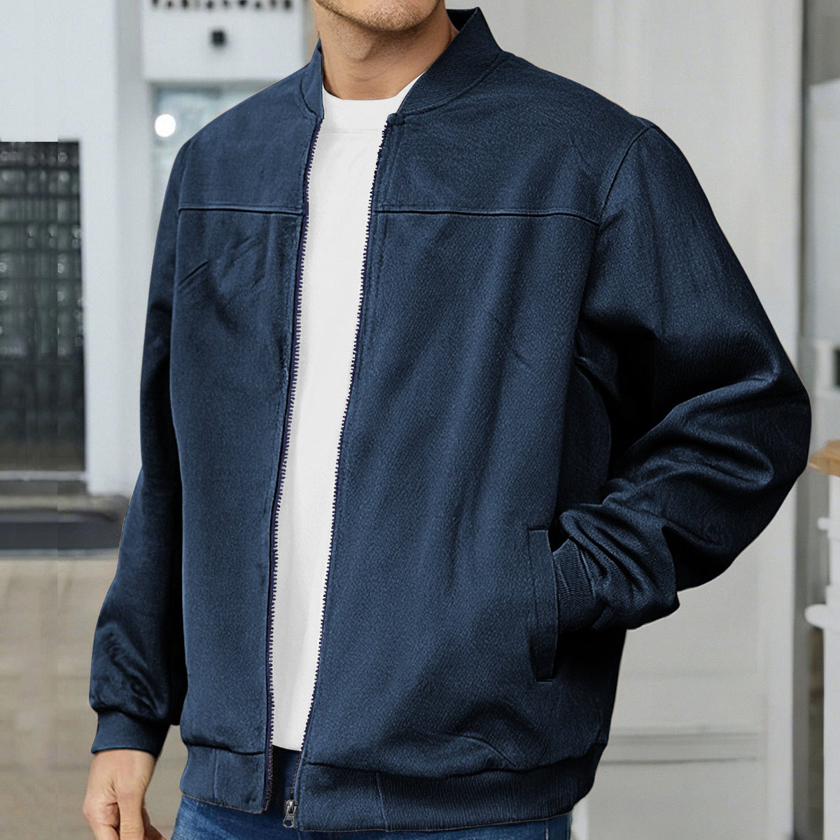 Herren moderne Bomberjacke mit bequemen Bündchen und Reißverschluss ModeGeist