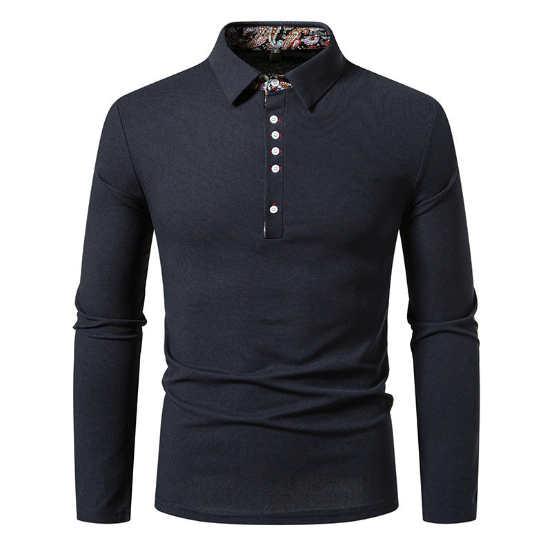 Herren Langarm Poloshirt mit außergewöhnlichem Kragen-Design ModeGeist