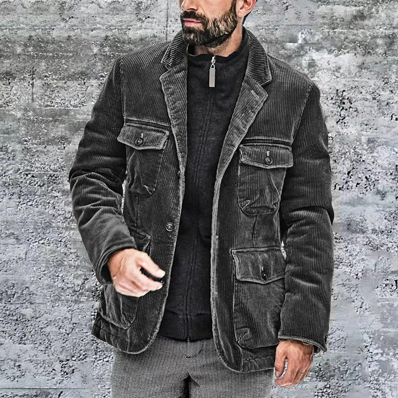 Herren Cordjacke mit praktischen aufgesetzten Taschen und modernem Schnitt ModeGeist