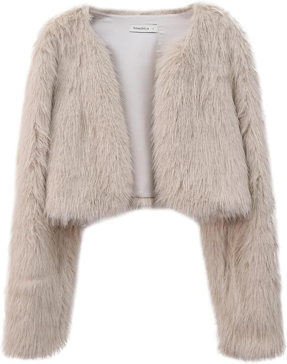 Damen Flauschige Kurzjacke mit offenem Schnitt ModeGeist