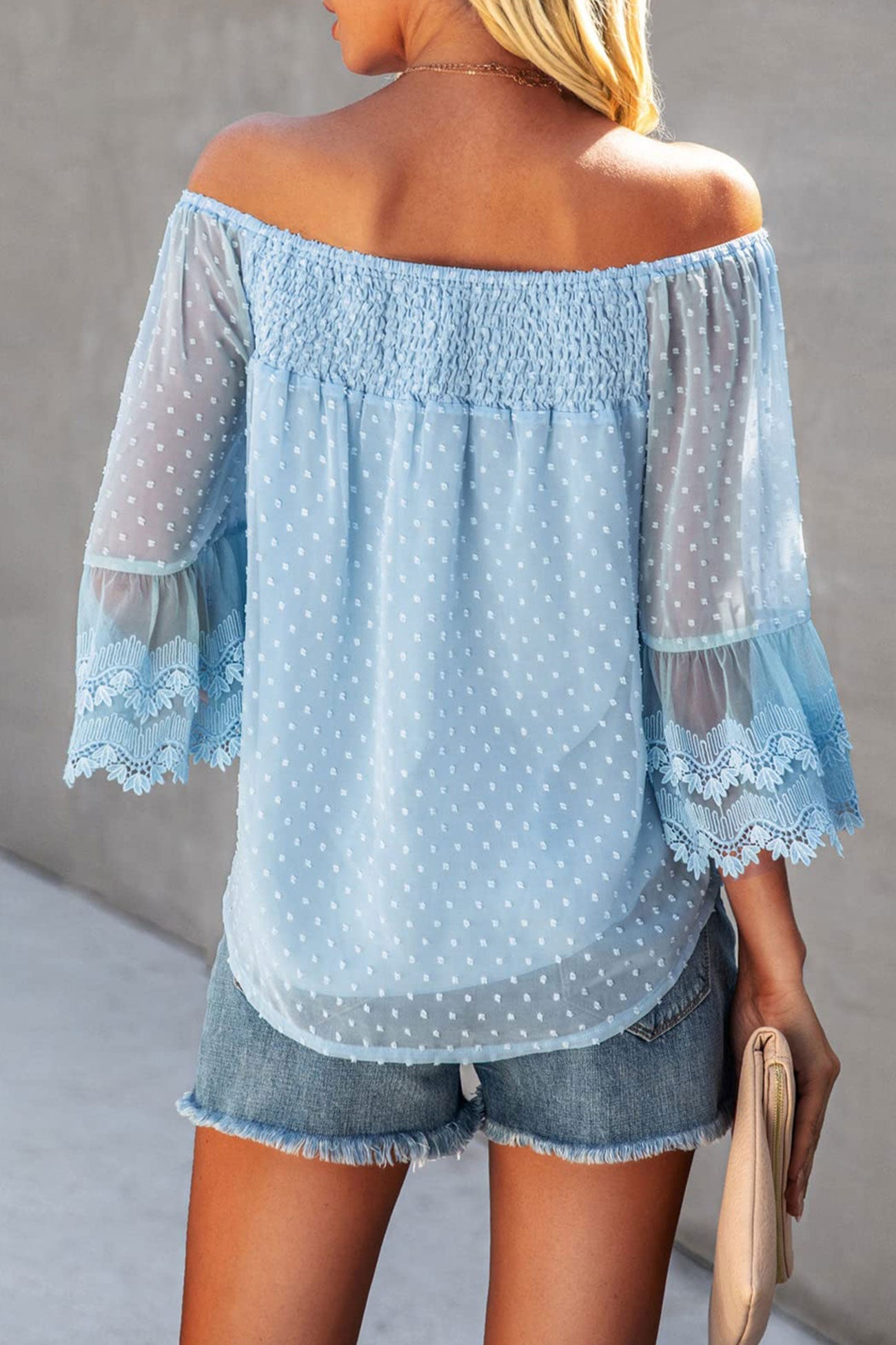 Chiffon Oberteile mit Puffärmeln und Rüschen von Fudus