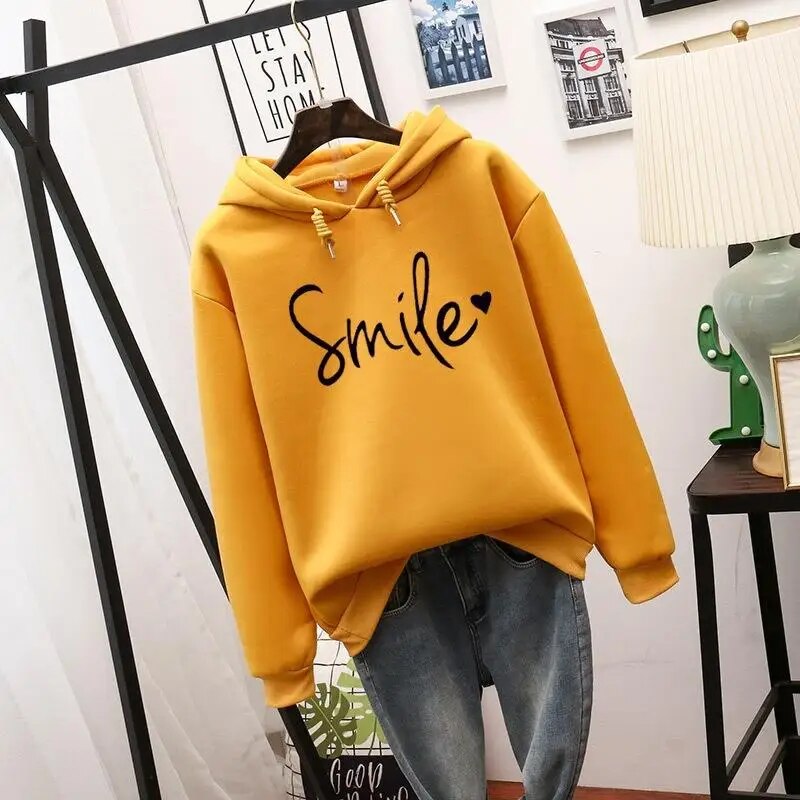 Lässiger Damen-Kapuzenpullover mit Smile-Motiv von Fudus