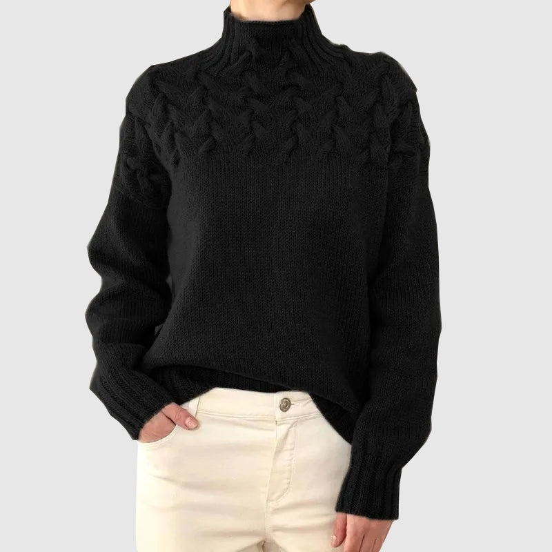 ModeGeist | Kabelstrick Rollkragenpullover mit Langen Ärmeln