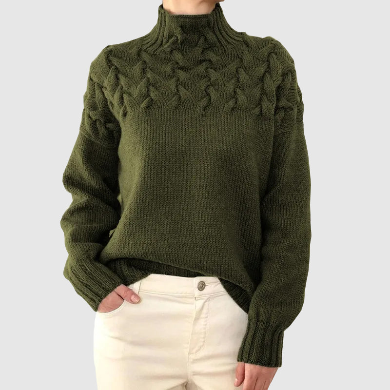 ModeGeist | Kabelstrick Rollkragenpullover mit Langen Ärmeln