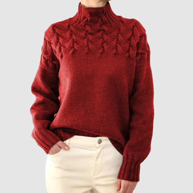 ModeGeist | Kabelstrick Rollkragenpullover mit Langen Ärmeln