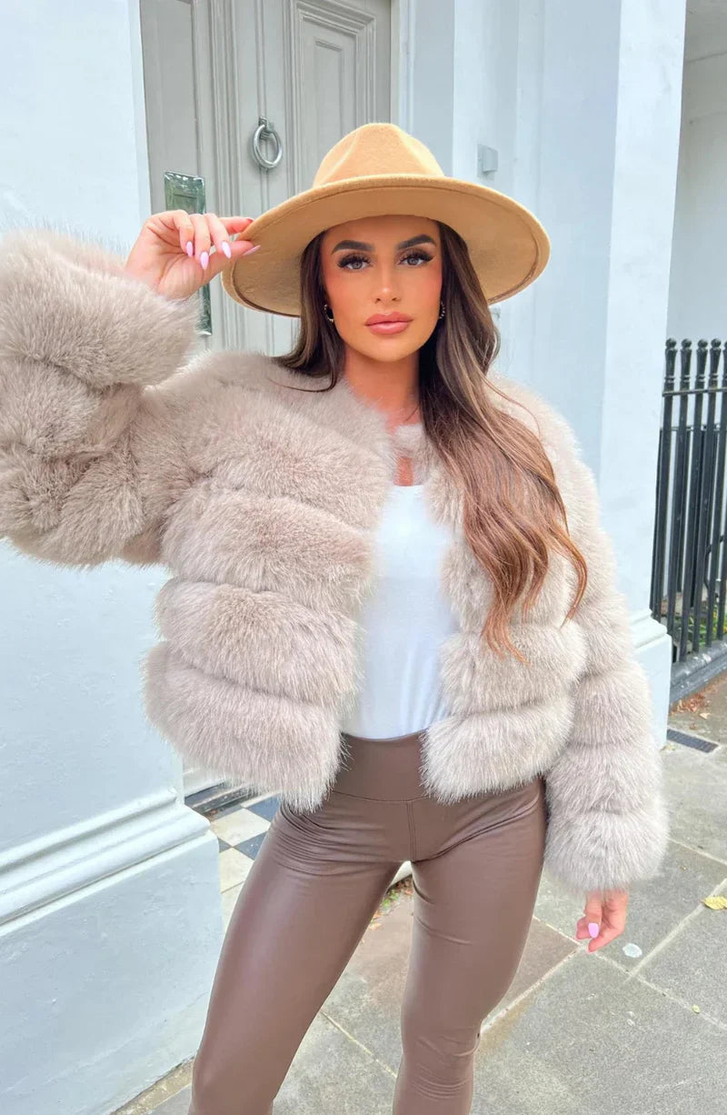ModeGeist | Kunstfell Puffermantel Kurze Plüsch Winterjacke